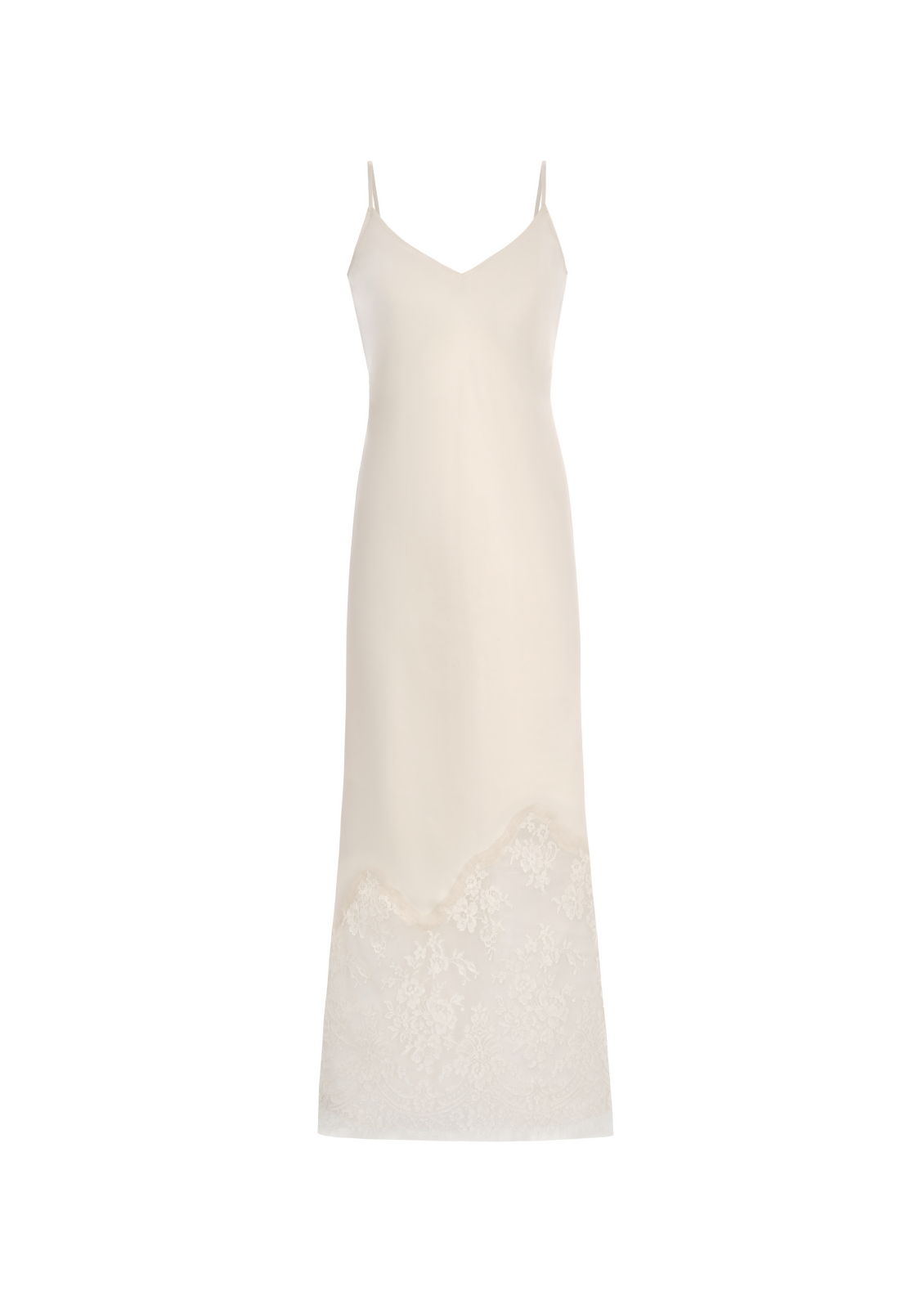 Lace slip midi dress in milk