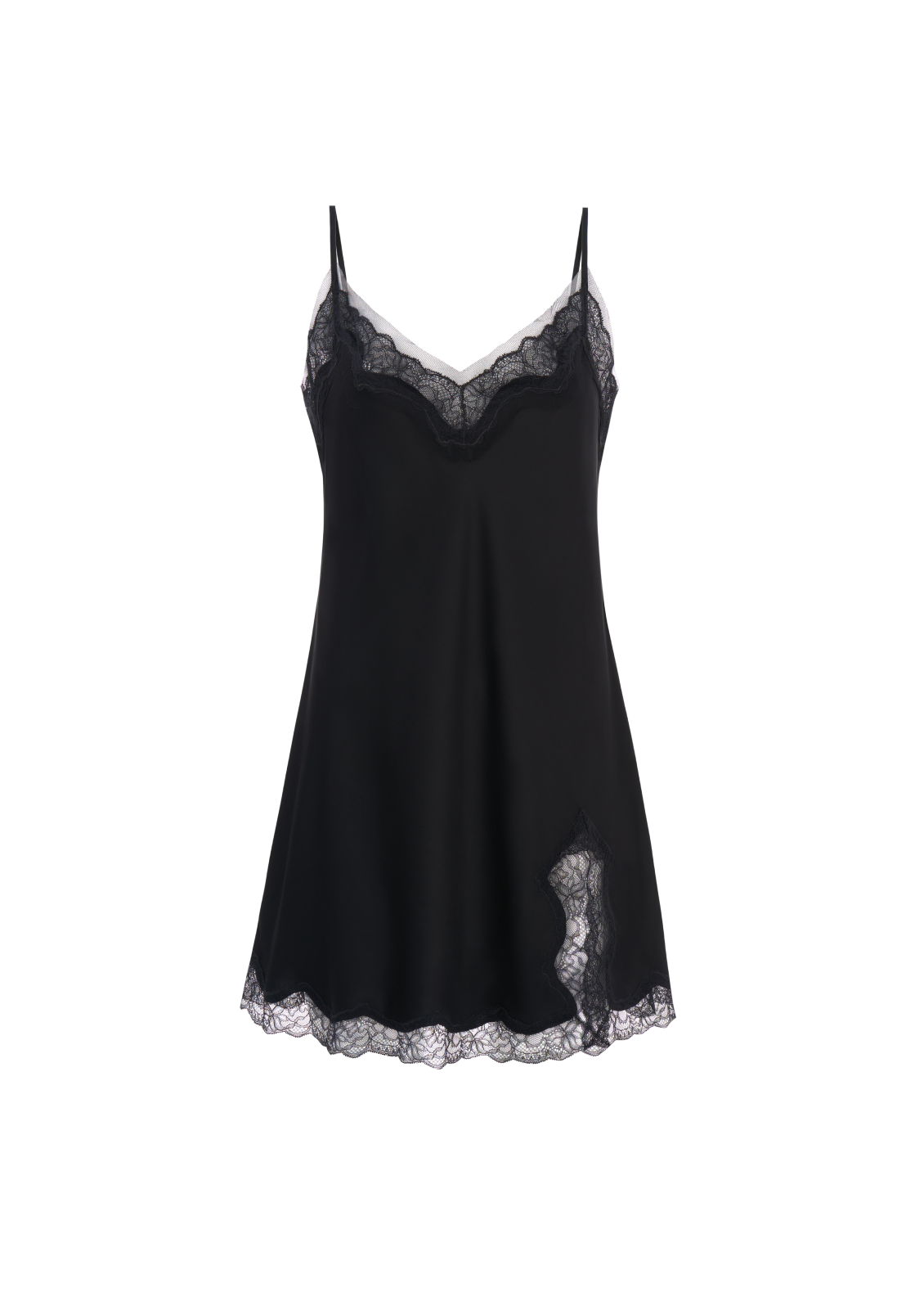 Lace slip dress in black