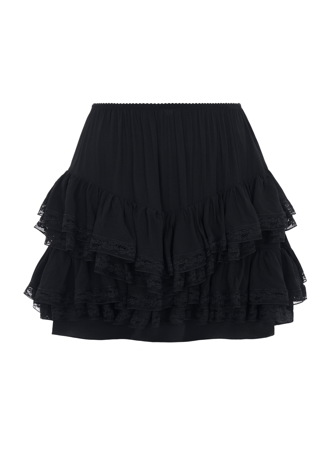 Ruffled skirt in black