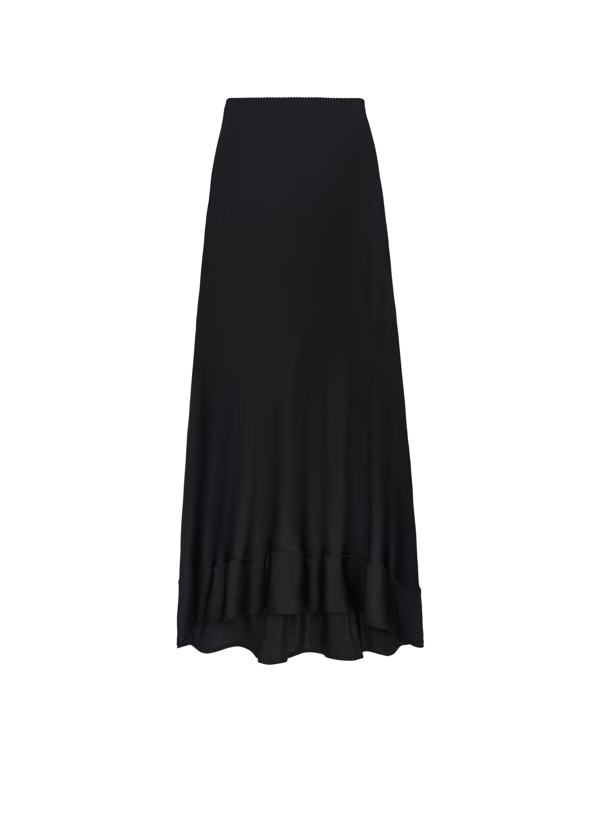 Ruffled midi skirt in black