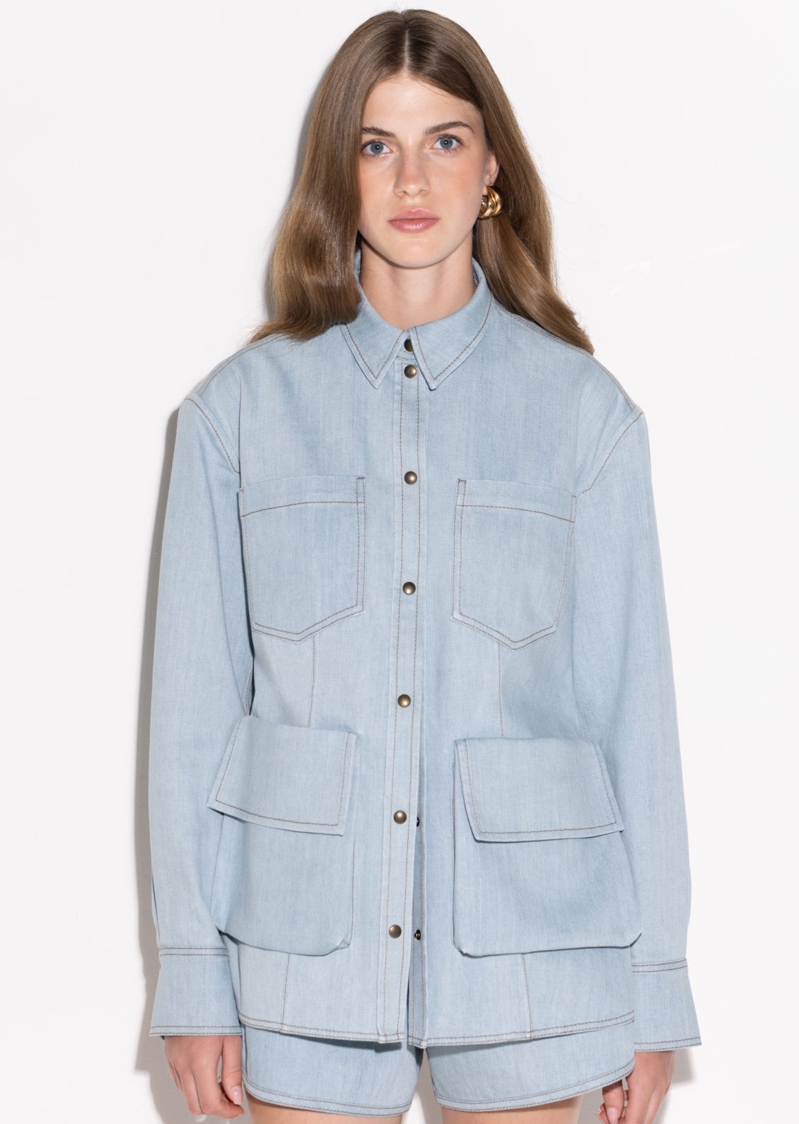 Light blue denim suit